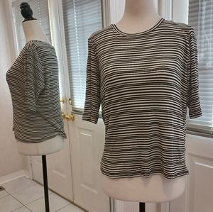 $4 Add-on Black, White & Silver Striped Tee - Size Small